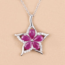 Load image into Gallery viewer, 1.37 Carat Genuine Ruby and White Zircon .925 Sterling Silver Pendant
