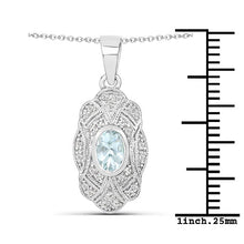 Load image into Gallery viewer, 0.48 Carat Genuine Aquamarine and White Topaz .925 Sterling Silver Pendant
