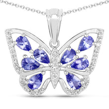Load image into Gallery viewer, 1.75 Carat Genuine Tanzanite and White Zircon .925 Sterling Silver Pendant
