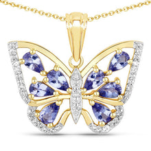 Load image into Gallery viewer, 1.75 Carat Genuine Tanzanite and White Zircon .925 Sterling Silver Pendant
