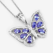Load image into Gallery viewer, 1.75 Carat Genuine Tanzanite and White Zircon .925 Sterling Silver Pendant
