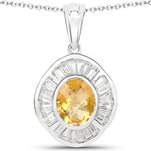 Load image into Gallery viewer, 4.18 Carat Genuine Citrine and White Topaz .925 Sterling Silver Pendant
