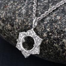 Load image into Gallery viewer, 0.14 Carat Genuine White Diamond 14K White Gold Semi Mount Pendant - holds 8.00mm Round Gemstone
