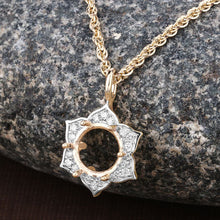 Load image into Gallery viewer, 0.14 Carat Genuine White Diamond 14K Yellow Gold Semi Mount Pendant - holds 8.00mm Round Gemstone
