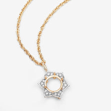 Load image into Gallery viewer, 0.14 Carat Genuine White Diamond 14K Yellow Gold Semi Mount Pendant - holds 8.00mm Round Gemstone
