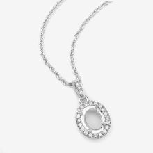 Load image into Gallery viewer, 0.18 Carat Genuine White Diamond 14K White Gold Semi Mount Pendant - holds 8x6mm Oval Gemstone
