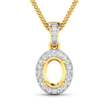 Load image into Gallery viewer, 0.18 Carat Genuine White Diamond 14K Yellow Gold Semi Mount Pendant - holds 8x6mm Oval Gemstone
