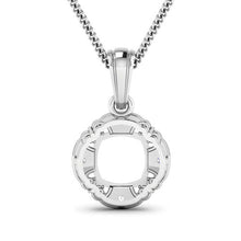 Load image into Gallery viewer, 0.09 Carat Genuine White Diamond 14K White Gold Semi Mount Pendant - holds 8x8mm Cushion Gemstone
