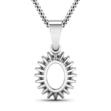 Load image into Gallery viewer, 0.13 Carat Genuine White Diamond 14K White Gold Semi Mount Pendant - holds 8x6mm Oval Gemstone

