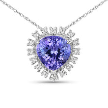 Load image into Gallery viewer, 3.25 Carat Genuine Tanzanite and White Diamond 14K White Gold Pendant
