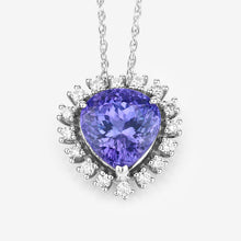 Load image into Gallery viewer, 3.25 Carat Genuine Tanzanite and White Diamond 14K White Gold Pendant
