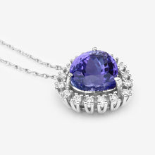 Load image into Gallery viewer, 3.25 Carat Genuine Tanzanite and White Diamond 14K White Gold Pendant
