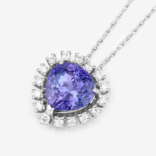 Load image into Gallery viewer, 3.25 Carat Genuine Tanzanite and White Diamond 14K White Gold Pendant
