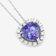Load image into Gallery viewer, 3.25 Carat Genuine Tanzanite and White Diamond 14K White Gold Pendant
