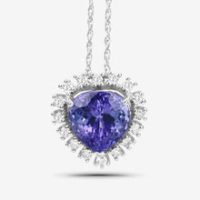Load image into Gallery viewer, 3.25 Carat Genuine Tanzanite and White Diamond 14K White Gold Pendant
