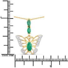 Load image into Gallery viewer, 0.72 Carat Genuine Emerald and White Zircon .925 Sterling Silver Pendant
