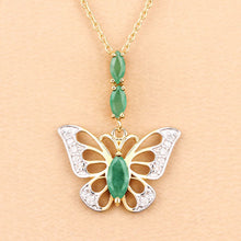 Load image into Gallery viewer, 0.72 Carat Genuine Emerald and White Zircon .925 Sterling Silver Pendant
