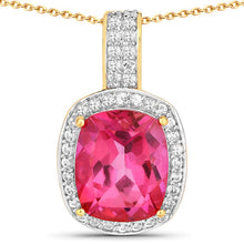 Load image into Gallery viewer, 6.87 Carat Genuine Pink Topaz and White Topaz .925 Sterling Silver Pendant
