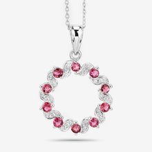Load image into Gallery viewer, 1.30 Carat Genuine Pink Tourmaline and White Topaz .925 Sterling Silver Pendant
