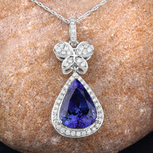 Load image into Gallery viewer, 5.54 Carat Genuine Tanzanite and White Diamond 18K White Gold Pendant
