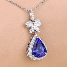 Load image into Gallery viewer, 5.54 Carat Genuine Tanzanite and White Diamond 18K White Gold Pendant

