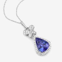Load image into Gallery viewer, 5.54 Carat Genuine Tanzanite and White Diamond 18K White Gold Pendant
