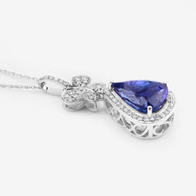 Load image into Gallery viewer, 5.54 Carat Genuine Tanzanite and White Diamond 18K White Gold Pendant
