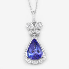 Load image into Gallery viewer, 5.54 Carat Genuine Tanzanite and White Diamond 18K White Gold Pendant
