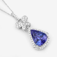 Load image into Gallery viewer, 5.54 Carat Genuine Tanzanite and White Diamond 18K White Gold Pendant
