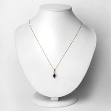 Load image into Gallery viewer, 0.92 Carat Genuine Blue Sapphire and White Diamond 14K Yellow Gold Pendant
