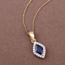 Load image into Gallery viewer, 0.92 Carat Genuine Blue Sapphire and White Diamond 14K Yellow Gold Pendant
