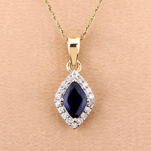 Load image into Gallery viewer, 0.92 Carat Genuine Blue Sapphire and White Diamond 14K Yellow Gold Pendant
