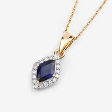 Load image into Gallery viewer, 0.92 Carat Genuine Blue Sapphire and White Diamond 14K Yellow Gold Pendant
