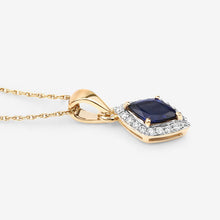 Load image into Gallery viewer, 0.92 Carat Genuine Blue Sapphire and White Diamond 14K Yellow Gold Pendant
