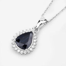 Load image into Gallery viewer, 2.09 Carat Genuine Blue Sapphire and White Diamond 14K White Gold Pendant
