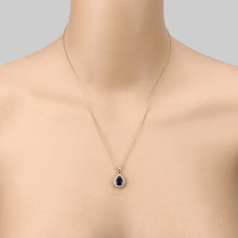 Load image into Gallery viewer, 2.09 Carat Genuine Blue Sapphire and White Diamond 14K Yellow Gold Pendant
