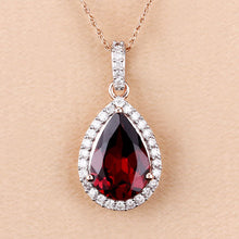 Load image into Gallery viewer, 3.29 Carat Genuine Rhodolite and White Diamond 14K Rose Gold Pendant
