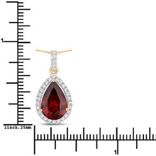 Load image into Gallery viewer, 3.29 Carat Genuine Rhodolite and White Diamond 14K Yellow Gold Pendant
