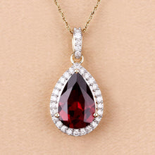 Load image into Gallery viewer, 3.29 Carat Genuine Rhodolite and White Diamond 14K Yellow Gold Pendant
