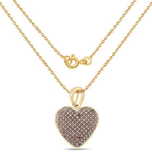 Load image into Gallery viewer, 14K Yellow Gold Plated 0.68 Carat Genuine Champagne Diamond .925 Sterling Silver Heart Shape Pendant
