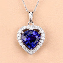Load image into Gallery viewer, 3.74 Carat Genuine Tanzanite and White Diamond 14K White Gold Pendant
