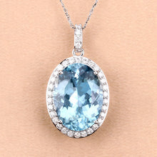 Load image into Gallery viewer, 9.59 Carat Genuine Aquamarine and White Diamond 14K White Gold Pendant
