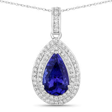 Load image into Gallery viewer, 2.56 Carat Genuine Tanzanite and White Diamond 14K White Gold Pendant
