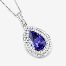 Load image into Gallery viewer, 2.56 Carat Genuine Tanzanite and White Diamond 14K White Gold Pendant

