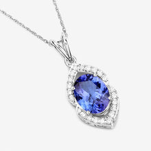 Load image into Gallery viewer, 2.44 Carat Genuine Tanzanite and White Diamond 14K White Gold Pendant
