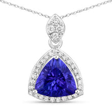 Load image into Gallery viewer, 1.71 Carat Genuine Tanzanite and White Diamond 14K White Gold Pendant
