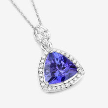 Load image into Gallery viewer, 1.71 Carat Genuine Tanzanite and White Diamond 14K White Gold Pendant

