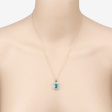 Load image into Gallery viewer, IGI Certified 2.37 Carat Genuine Zambian Emerald and White Diamond 14K Yellow &amp; White Gold Pendant
