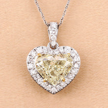 Load image into Gallery viewer, IGI Certified 4.51 Carat Genuine Light Yellow Diamond Center and 0.45cttw White Diamond 18K White Gold Pendant (4.96cttw)
