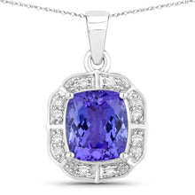 Load image into Gallery viewer, 2.52 Carat Genuine Tanzanite and White Diamond 14K White Gold Pendant
